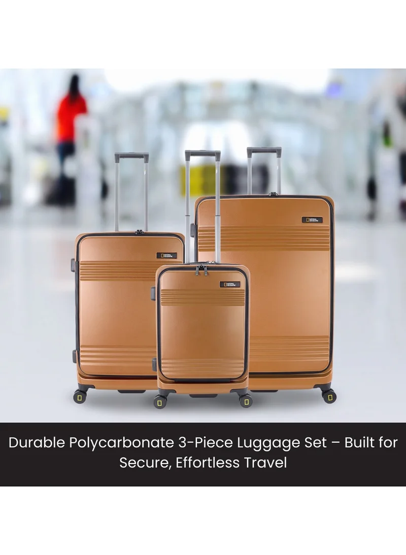 NATIONAL GEOGRAPHIC National Geographic Lodge Check-In Large Travel Suitcase, 100% PC Durable Lightweight Hard Shell Expandable Luggage, 4 Double Wheel, TSA Lock Trolley Bag Copper (71 cm/24 Inch).
