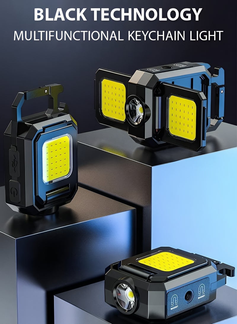 Taimi COB LED Keychain Flashlight, 1000 Lumens, USB Type-C Rechargeable, Portable Flashlight with Magnetic Base for Emergency Situations, Camping, and Hiking - Image 2