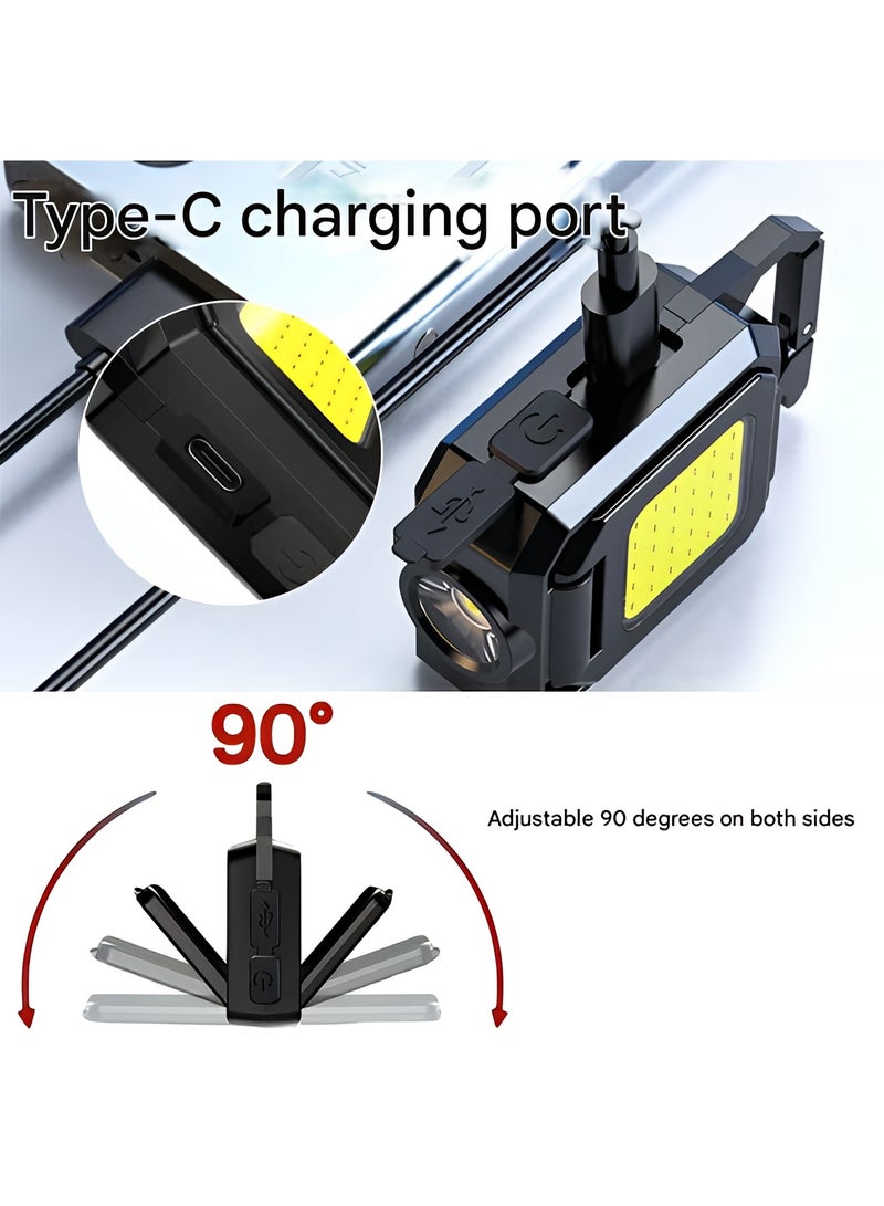 Taimi COB LED Keychain Flashlight, 1000 Lumens, USB Type-C Rechargeable, Portable Flashlight with Magnetic Base for Emergency Situations, Camping, and Hiking - Image 4