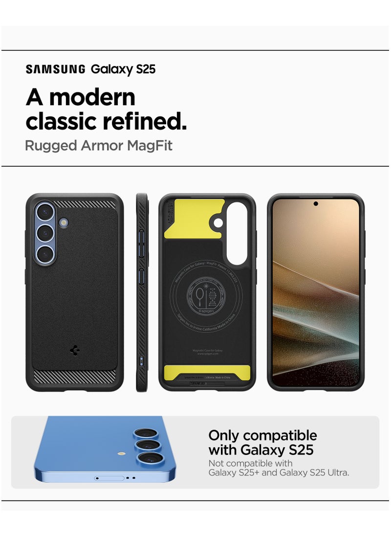 Spigen Rugged Armor MagFit Galaxy S25 Case Cover with MagSafe and Carbon Fiber Textures (2025) - Matte Black  - Image 2