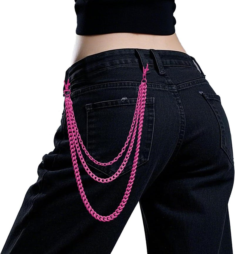 Lainrrew Trousers Chain, Pants Chain Belt Chain Wallet Chain Pocket Chain Hip Hop Punk Jeans Chain Key Chain Goth Accessories for Eboy Egirl Women Men (Rose) - Image 4