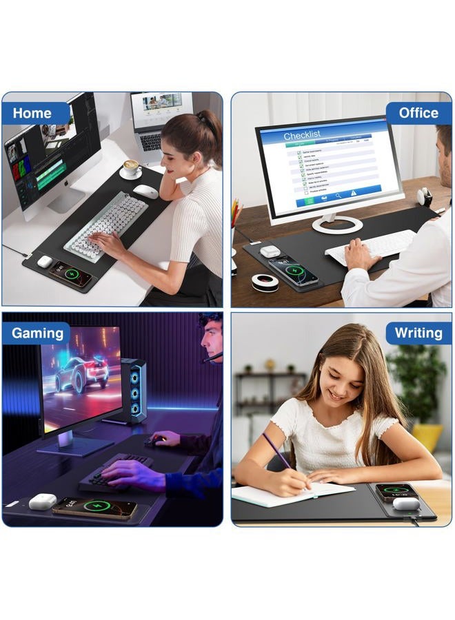 abc.mat Magnetic Wireless Charging Mouse Pad, 27.5"x11.8" Gaming Desk Mat with Superior Stitched Edges, Non-Slip Base, Waterproof Smooth Desk Writing Pad for Gamer, Office & Home, Black - Image 4