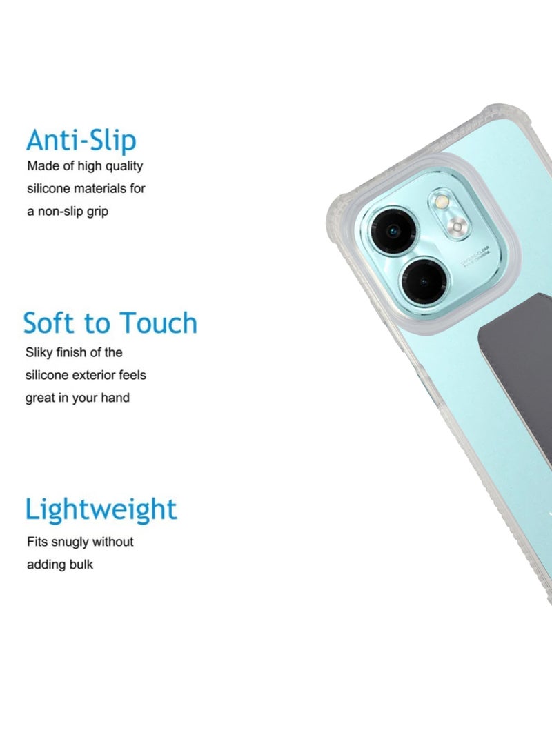 Waldic Infinix Smart 9 Case | Designed for Infinix Smart 9 | Slim TPU Airbag Bumper Shock Absorption Rubber Soft Silicone Case Cover Fit for Infinix Smart 9 | Grey - Image 2