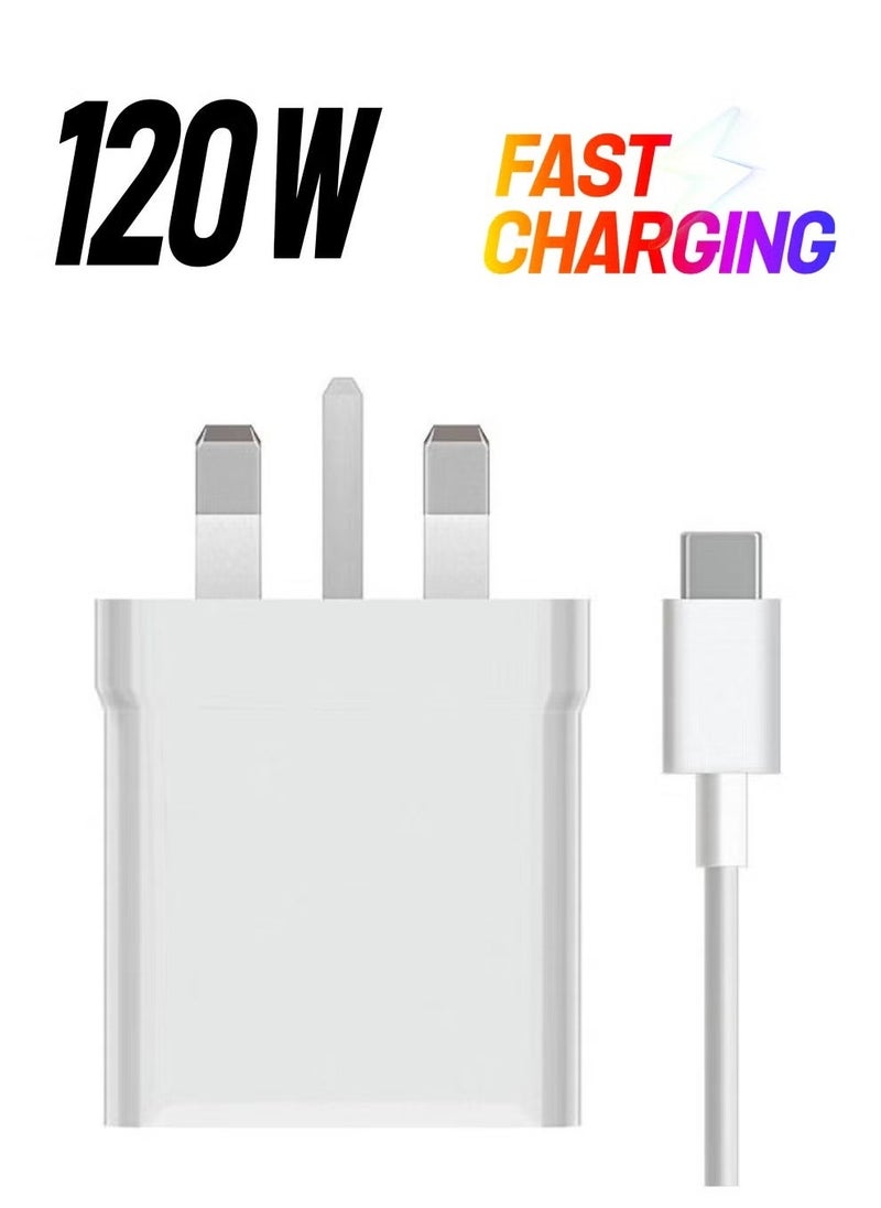 ELTRAZONE 120W Charging Combo Type-A UK High-Speed USB Charger for Smartphones, Tablets & Laptops – 120W Power, Safe & Reliable, Compact White Design, UK Plug Compatibility - Image 1