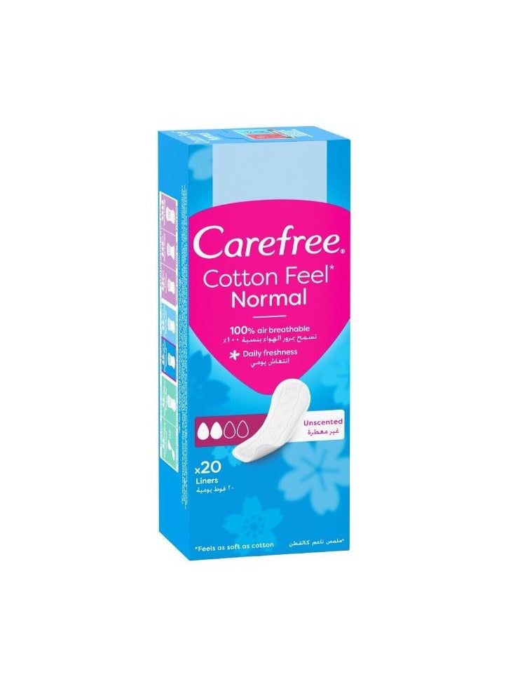 كيرفري COTTON FEEL NORMAL 20 PANTY LINERS UNSCENTED