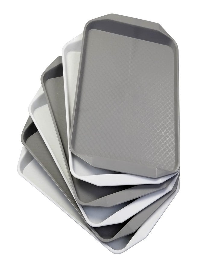 Yesdate 6-Pack Plastic Cafeteria Tray, Rectangular Fast Food Trays, Lunch Trays for Serving Food Home Restaurant Dinning Room Organization - Image 1