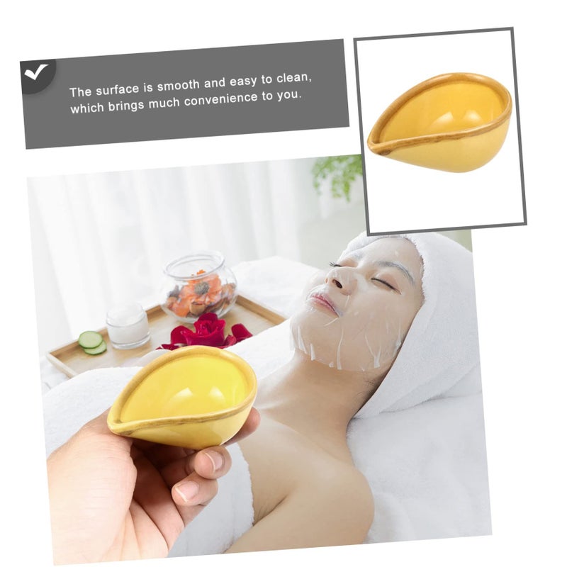 1pc Yellow Ceramic Modern Accent Tray Facial Mixing Bowl Condiment Soy Sauce Plate Coffee Dip Makeup Pallet Replacement Dish Burner - Image 3