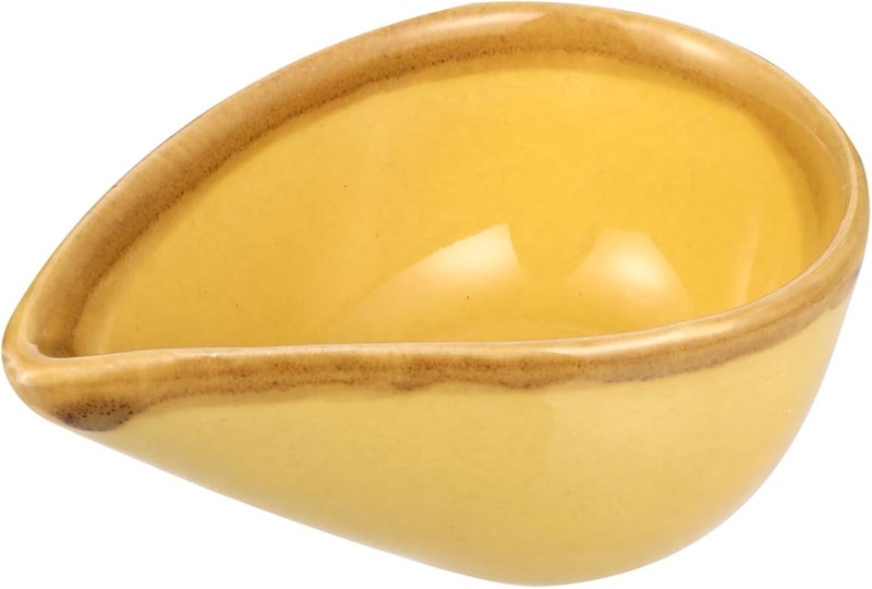 1pc Yellow Ceramic Modern Accent Tray Facial Mixing Bowl Condiment Soy Sauce Plate Coffee Dip Makeup Pallet Replacement Dish Burner - Image 1