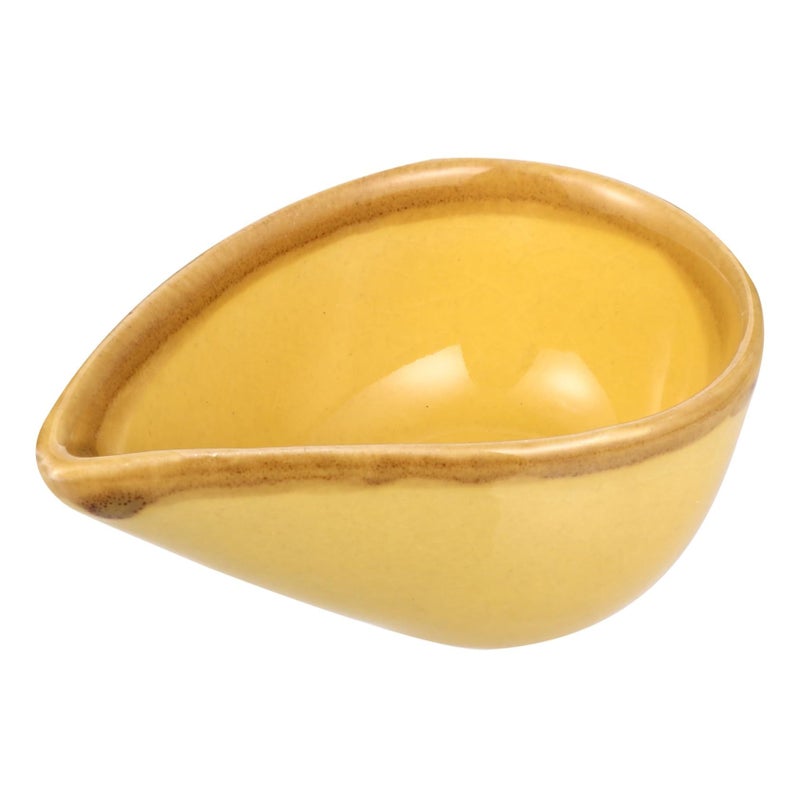 1pc Yellow Ceramic Modern Accent Tray Facial Mixing Bowl Condiment Soy Sauce Plate Coffee Dip Makeup Pallet Replacement Dish Burner - Image 2
