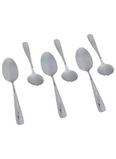Alsaif Gallery Embossed silver eating spoon set 6 pieces  - Image 2