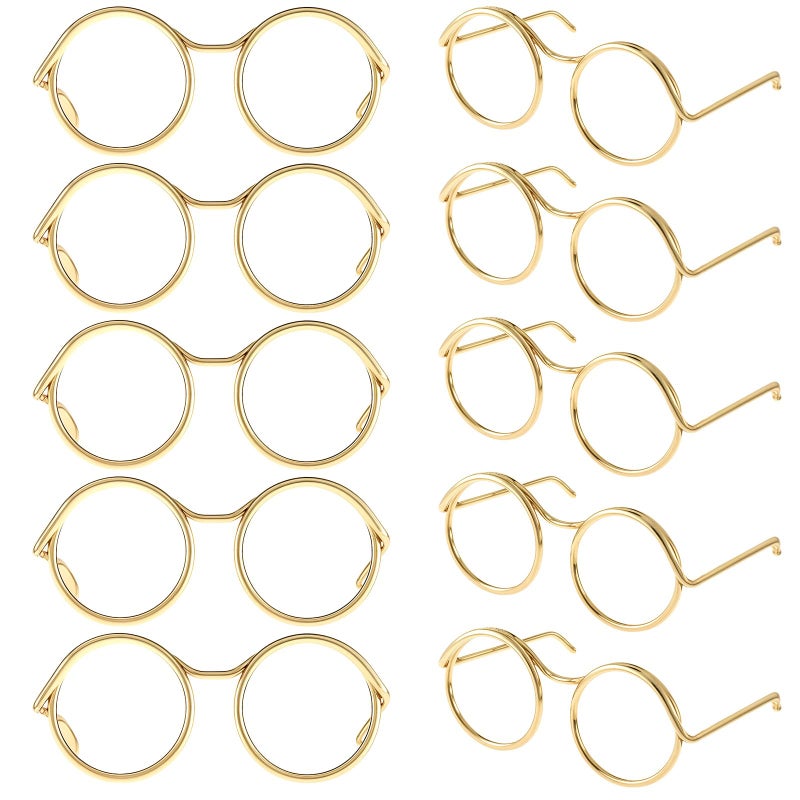 SynHHergyx Doll Glasses, 10 Pcs Mini Metal Wire Rim Frameless Lens Doll Dress up Eyeglasses Dolls Making Supplies for Dolls Pets Costume Accessories Cosplay DIY Crafts - Image 1