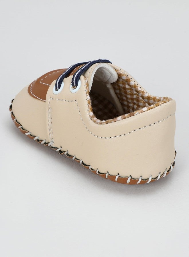 PureSole Baby Soft Sole Moccasins - Pink Leather Crib Shoes with Lace-Up Design for Girls, Newborn to Toddler (6-12 Months) (CREAM BROWN) - Image 4