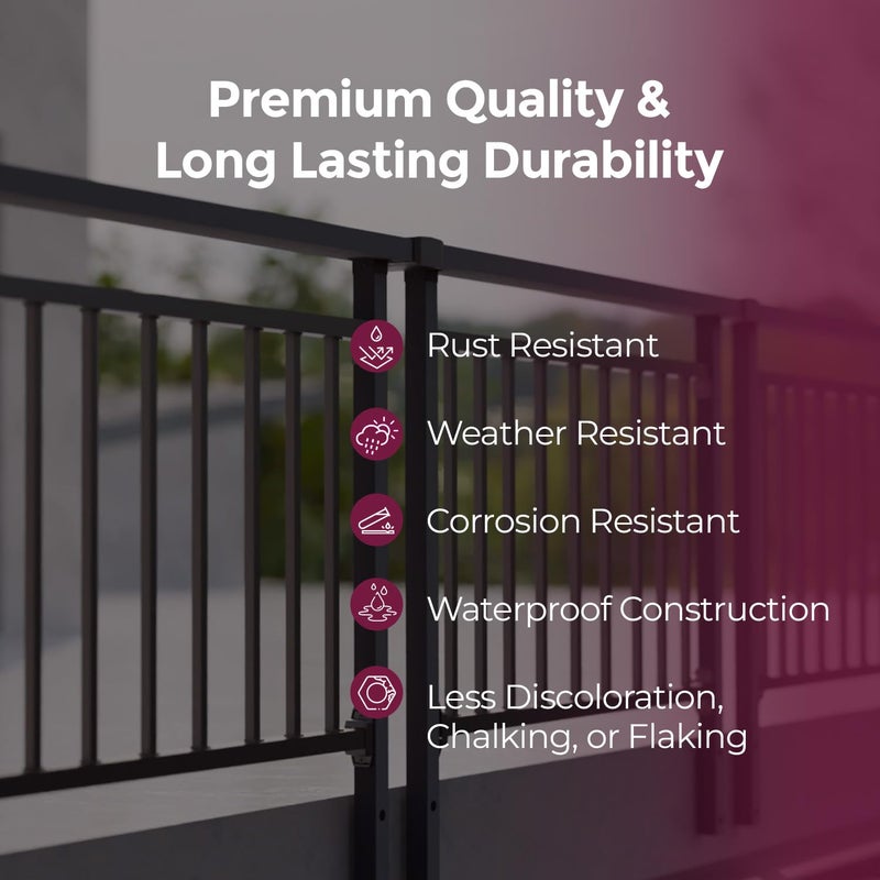 CHR CR Fence & Rail Side Mount Black Metal Post, 2pcs 38" Powder Coated Fence Post, Sturdy Metal Post Compatible with Baluster Railing for Deck Railing, Porch & Balcony Railing, Residential & Commercial - Image 4