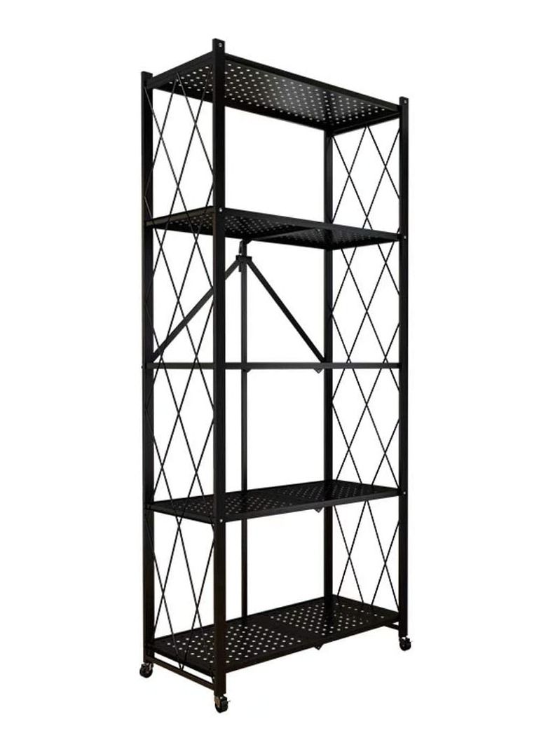 DubaiGallery 5 Tier Foldable Standing Storage Rack Shelf Unit With Wheel for Kitchen Garage Home Closet Office Heavy Duty Shelves - Image 2