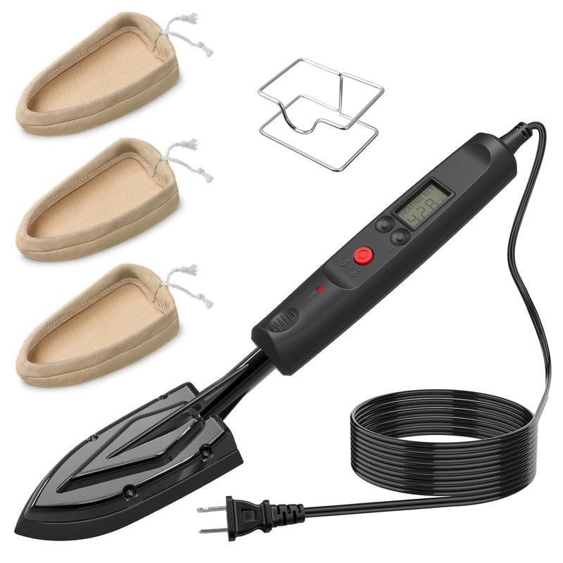 Limsas Edge Banding Iron with LCD Display,Adjustable 212-428℉ (100-220℃),Metal Stand,65 IN Power Cord,3 Replaceable Socks,Precision Control Sealing Iron for Furniture Edges & Models - Image 1