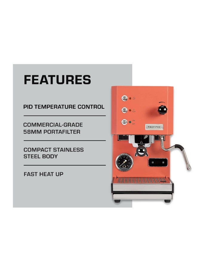 PROFITEC Go Espresso Machine - Compact Single Boiler Coffee Maker with PID Temperature Control, Commercial-Grade Portafilter, and Built-In Steam Wand for Perfect Espresso and Cappuccino Brewing - Red - Image 2
