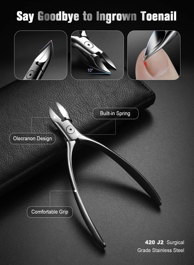 FERYES Pedicure Knife Ingrown Toenail Kit, 7 PCS Professional Pedicure Tool Toenail Grooming Kit, Top Notch Foot Blade, Super Sharp Toenail Clippers (Leather case included) - Image 5