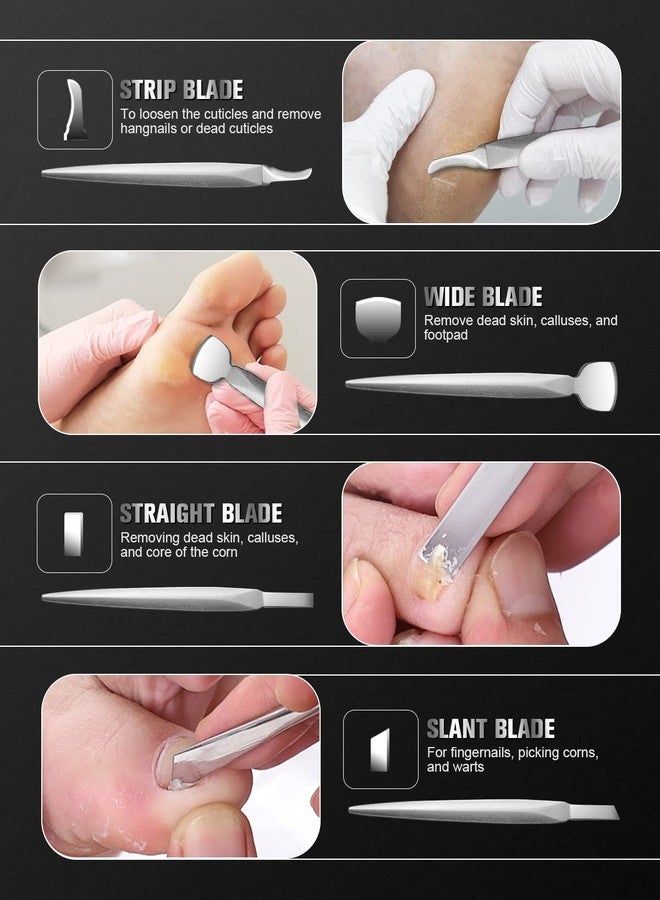 FERYES Pedicure Knife Ingrown Toenail Kit, 7 PCS Professional Pedicure Tool Toenail Grooming Kit, Top Notch Foot Blade, Super Sharp Toenail Clippers (Leather case included) - Image 4
