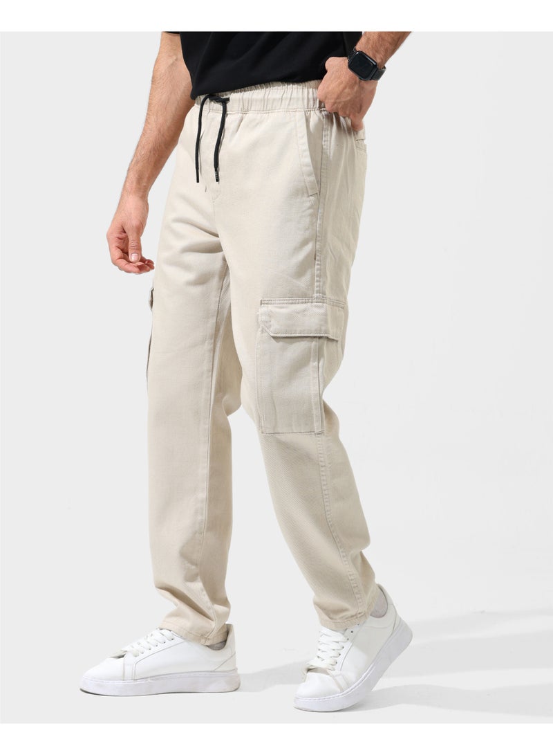 دوت بنطلون رجالي جبردين كارغو بكمر استك ورباط - Image 3