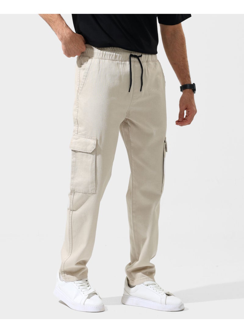 دوت بنطلون رجالي جبردين كارغو بكمر استك ورباط - Image 2