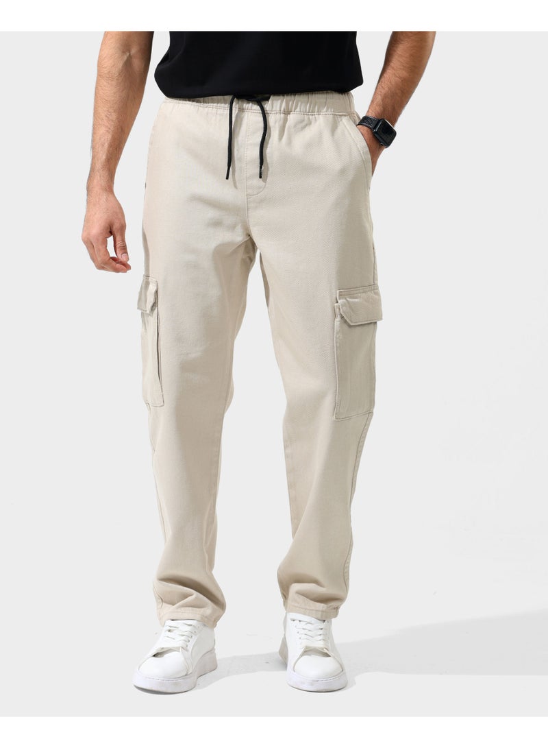 دوت بنطلون رجالي جبردين كارغو بكمر استك ورباط - Image 1