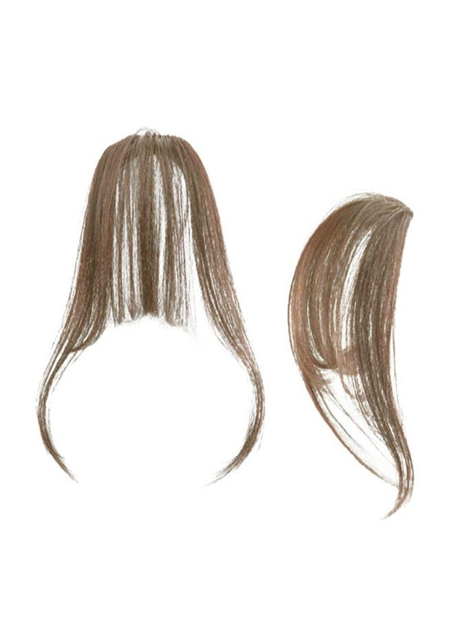 Wixine 1Pcs Light Brown Thin Neat Air Bangs Remy Human Hair Extensions Clip in on Fringe Front Hairpiece - Image 5
