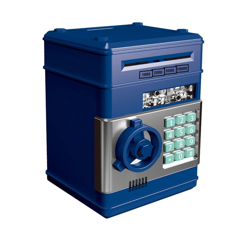 Piggy Bank: Dark Blue ABS Material, Secure Password Design - Automatic Money Slot, Interactive Music & Sound for Kids, Home Decor, Financial Learning Tool - Image 1