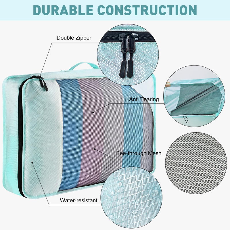 Toncoke 8-Piece Packing Cubes for Travel, 2026 Upgraded Durable Zippers & Reinforced Mesh, Complete Luggage Organizer Set with Shoe/Toiletry/Laundry Bags, 4 Sizes for Suitcase, Men Women, Lake Blue - Image 5