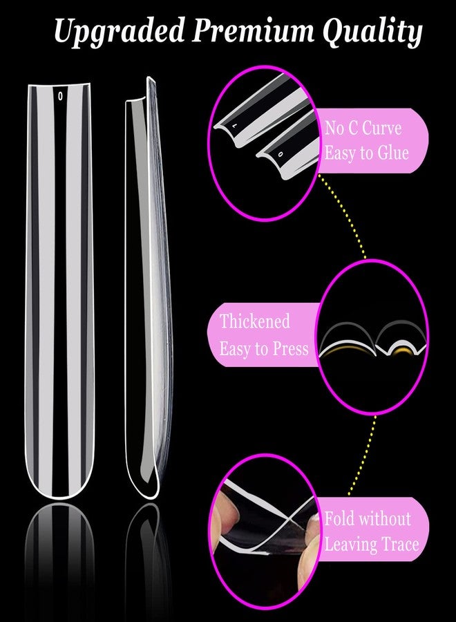 AITRAI 504pcs 3XL Square Nail Tips, AITRAI Extra Long Full Cover Nail Tips for Acrylic Nails Professional, No C Curve Acrylic Clear Nail Tips with 2pcs Files for Nail Salon Home, 12 Sizes - Image 4