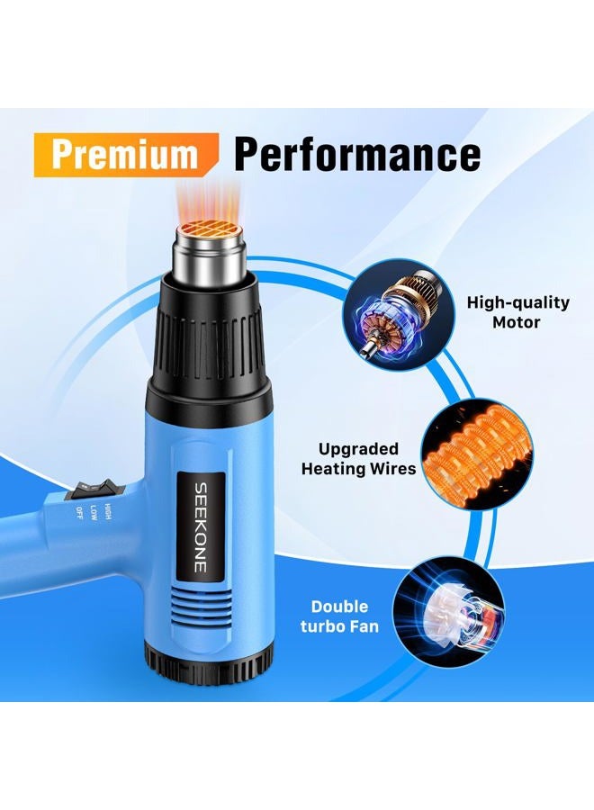 SEEKONE Heat Gun, 1800W Heavy Duty Hot Air Gun Kit Dual-temperature Setting 572℉&1112℉, Hot Heat Gun with Overheat Protection, 4 Nozzles Included, for Shrinking PVC, Stripping Paint, Crafts (5.2ft) - Image 5