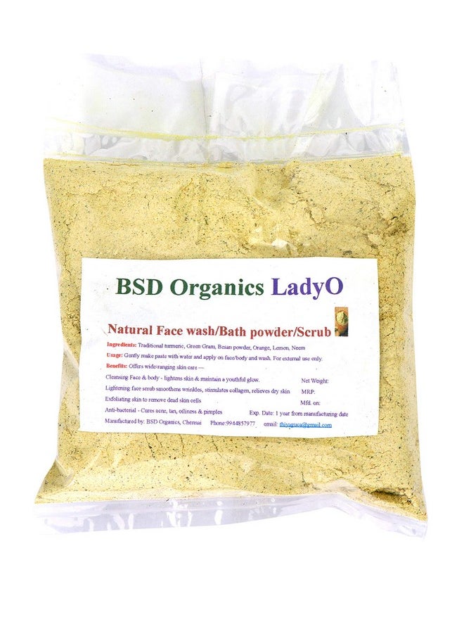 BSD Organics Ladyo Natural Herbal Women Face Wash & Bath Powder/Scrub - 200 Gms 