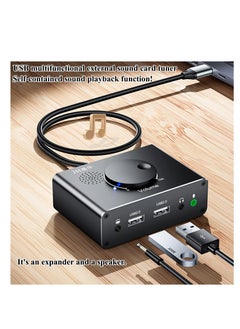 Excefore S25 Ultra External Sound Card with Volume Control, Plug Play USB Audio Adapter with 3.5mm Interface, USB Interface for PC Windows, Mac, Linux, Laptops, Headphones, Amplifier, Microphone, Black  - Image 5