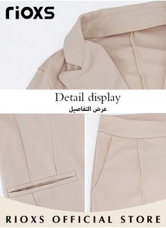 RIOXS Women 2-Piece Formal Outfit with a Blazer and a Pair of Pants,Ladies Slim Fit Blazer with One Button, Solid Business Suit Set with Elegant Chic Style,Suitable for All Occasions  - Image 4