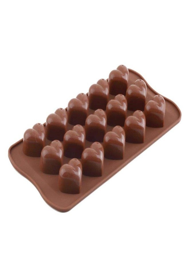 BESTOW® Silicone Heart Shape Bakeware Chocolate Mould Tray, Brown - Image 4