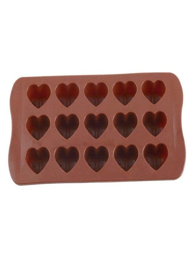 BESTOW® Silicone Heart Shape Bakeware Chocolate Mould Tray, Brown - Image 1