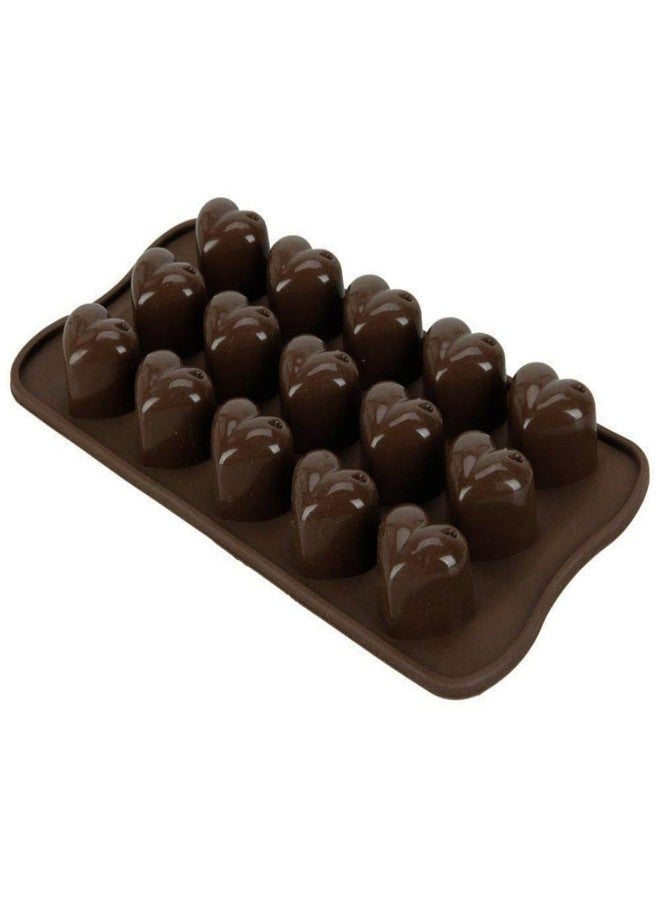 BESTOW® Silicone Heart Shape Bakeware Chocolate Mould Tray, Brown - Image 2