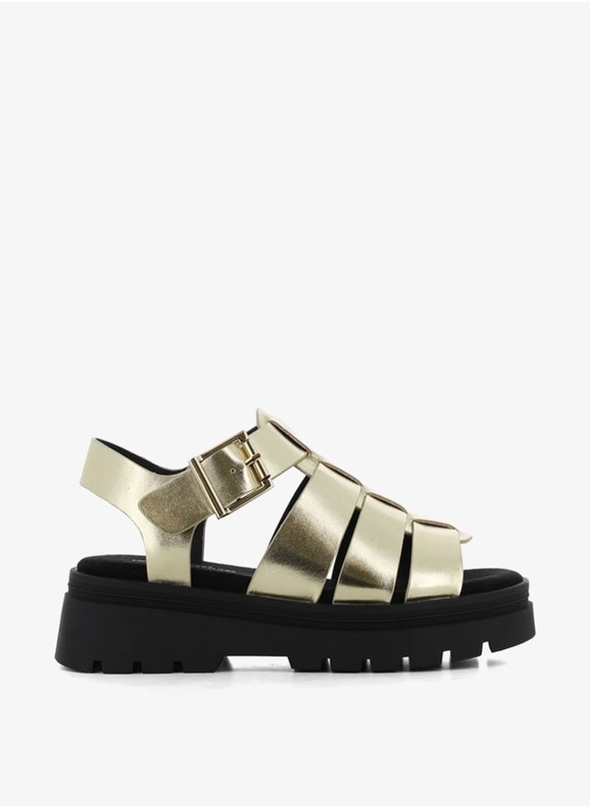SJ - Women's Chunky Sole Strap Sandals with Buckle Closure - Image 1
