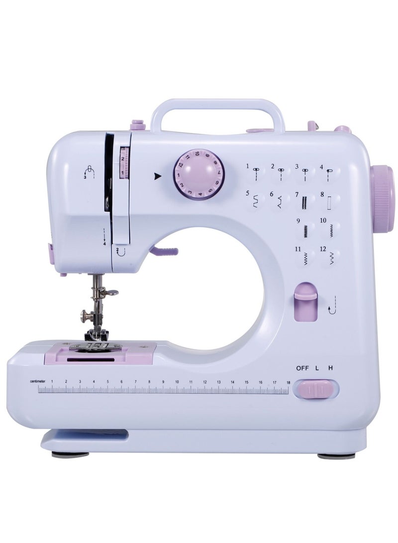 DubaiGallery آلة خياطة منزلية بـ 12 غرزة، حجم صغير محمولة مع دواسة قدم بسرعتين وخيطين مزدوجين - Image 1