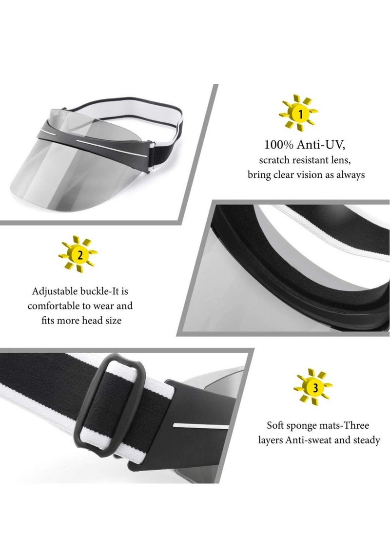 Generic 2pcs Sun Visor Hat UV Resistant Face Shield with Oversized Sunglasses Stay Cool and Protected for Women and Men - Image 2
