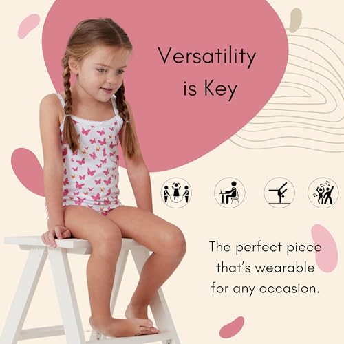 Feathers Girls Pink Butterfly Print Tagless Cami Super Soft Undershirts (3/Pack) - Image 5
