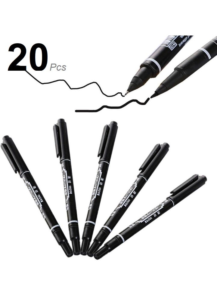 قلم تحديد أسود دائم، 20 قطعة - Image 1