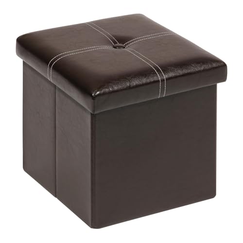 Bonlife Small Ottoman Storage Boxes with Lids Faux Leather Foot StoolToy Chest Footrest Cube for Kids Storage Box Furniture Brown 118 in30cm