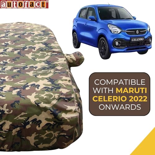 Autofact Celerio Waterproof Car Cover with Mirror Pockets, Jungle Print Army Design, 4x4 American Matty,Triple Stitched, Compatible with Maruti Celerio Car Cover (2022 to 2024), Car Accessories - Image 2