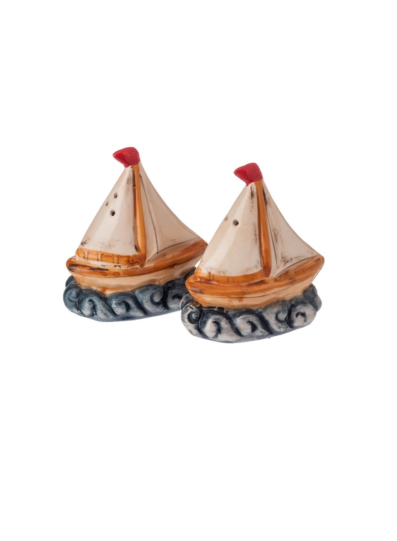 طقم علبه ملح و فلفل سيراميك ديكور سفينة