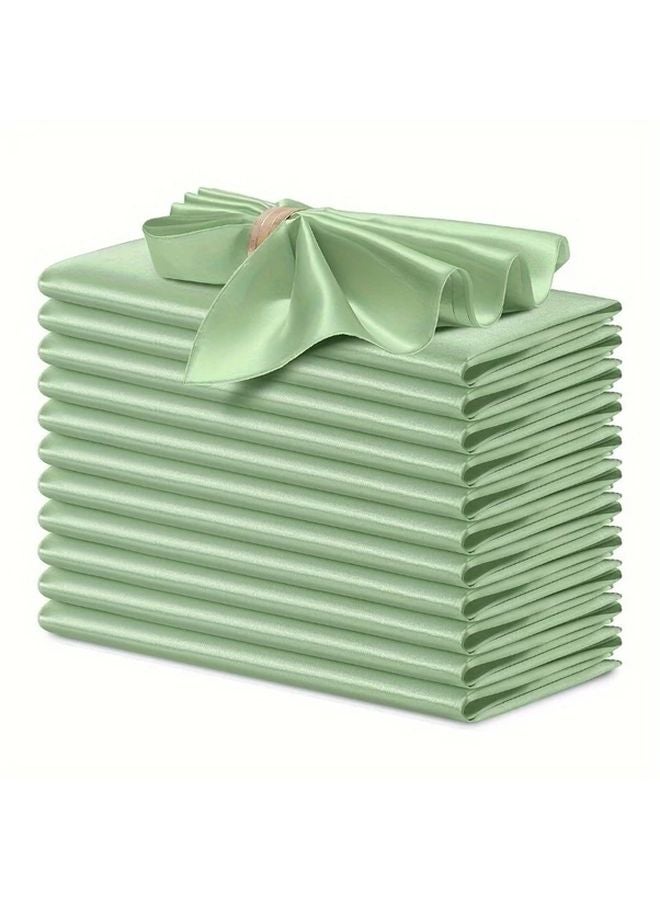 Light Purple 30x30cm Satin Polyester Napkins Set of 12 Reusable for Wedding Party - Image 3