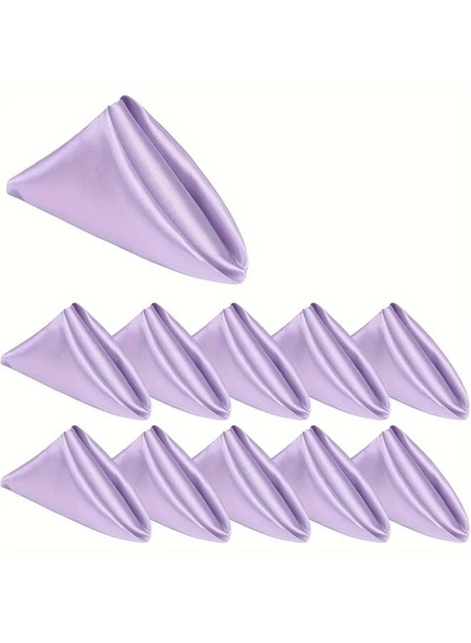 Light Purple 30x30cm Satin Polyester Napkins Set of 12 Reusable for Wedding Party - Image 1