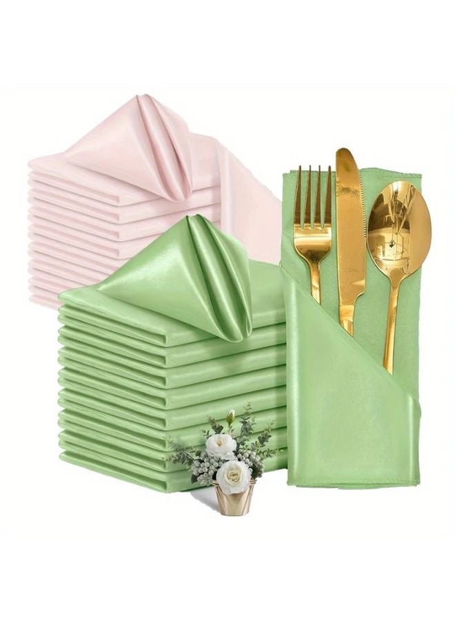 Light Purple 30x30cm Satin Polyester Napkins Set of 12 Reusable for Wedding Party - Image 2