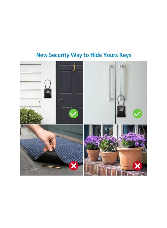 PROMASS PROMASS Key Lock Box, Safe Lock Box for Keys with Removable Shackle, 4-Digit Combination Lock Box Waterproof, 5 Key Capacity Security Key Storage for Home, Warehouse, Indoor & Outdoor (Black)  - Image 2