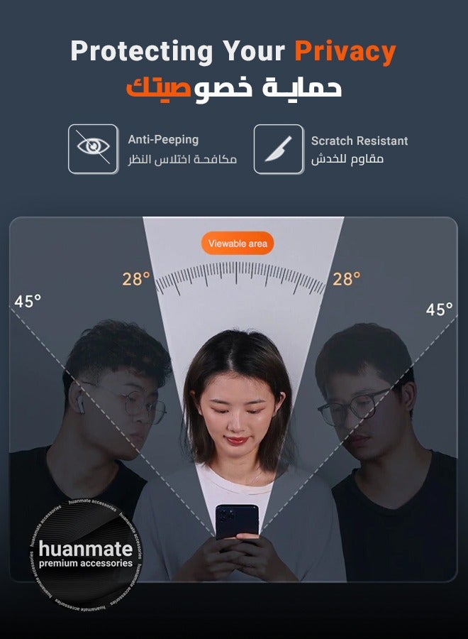 هووانميت واقي شاشة الخصوصية لهاتف أبل آيفون 16 - مصنوع من السيراميك النانوي المرن، مضاد للتلصص، تغطية من الحافة إلى الحافة، شفافية عالية، لمسة حساسة وسهل التركيب - Image 4