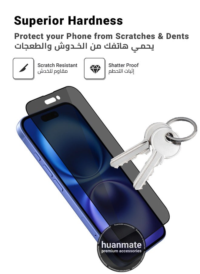 هووانميت واقي شاشة الخصوصية لهاتف أبل آيفون 16 - مصنوع من السيراميك النانوي المرن، مضاد للتلصص، تغطية من الحافة إلى الحافة، شفافية عالية، لمسة حساسة وسهل التركيب - Image 5